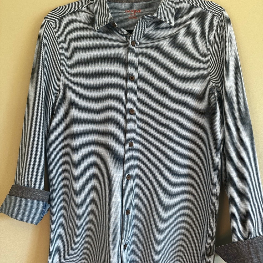 Cat & Jack Navy Striped Button-Down Shirt